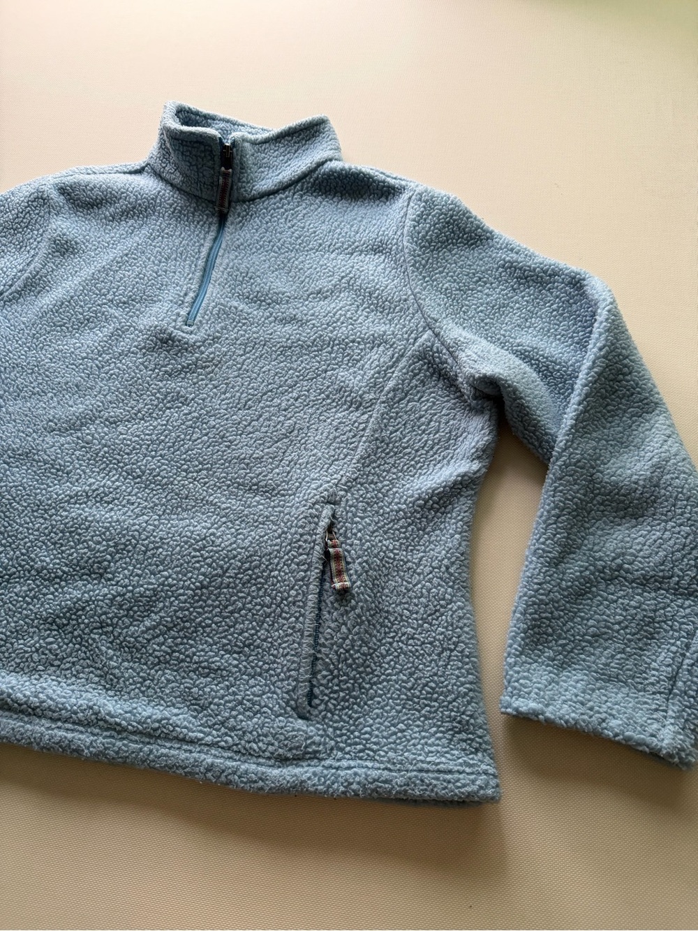 L.L. Bean Light Blue Sherpa Quarter-Zip Pullover